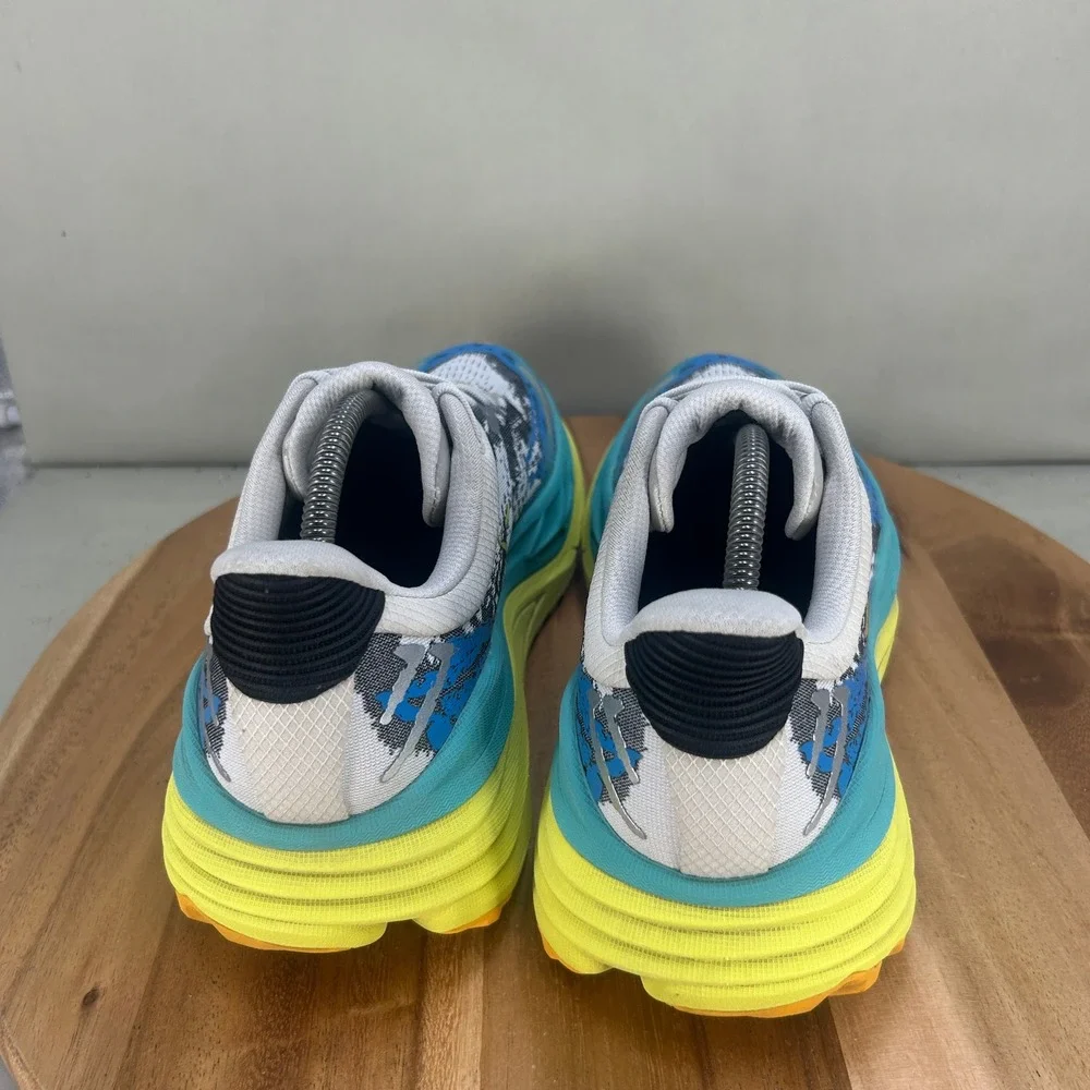 Hoka Stinson 7 White Blue Yellow Mens Trail Running Shoes Cushioned Size 10.5 D